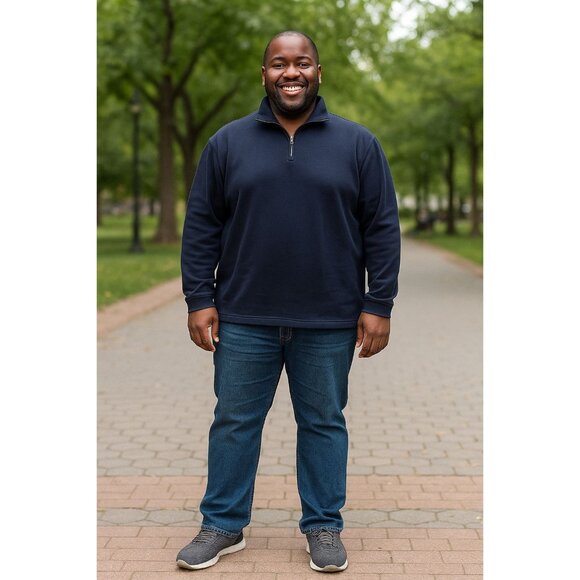 Apt. 9 Size XXL Sweatshirt Mens 1/4 Zip Pullover Long Sleeve Navy Blue Casual - Picture 9 of 9